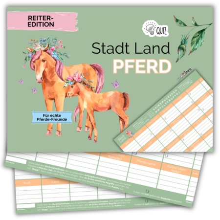 Stadt Land Pferd by snaPmee - Ratespiel für Reiter - Familienspiel + Partyspiel Mädchen & Jungen ab 10 Jahren - 50 Blatt Din-A4