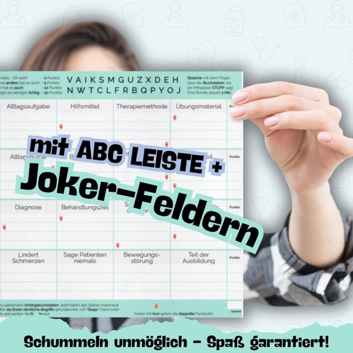 Fotospiel Stadt Land Ergotherapie by snaPmee - Geschenk für Ergotherapeuten - Beschäftigungs-Therapie Quiz - Medizin Spiel mit 50 Blatt Din-A4