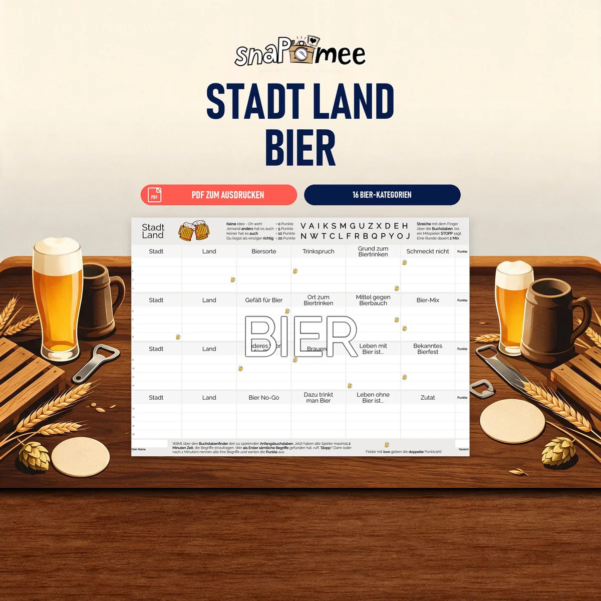 Stadt Land Bier Sofort-Download Stadt Land Bier als PDF zum Sofort-Download