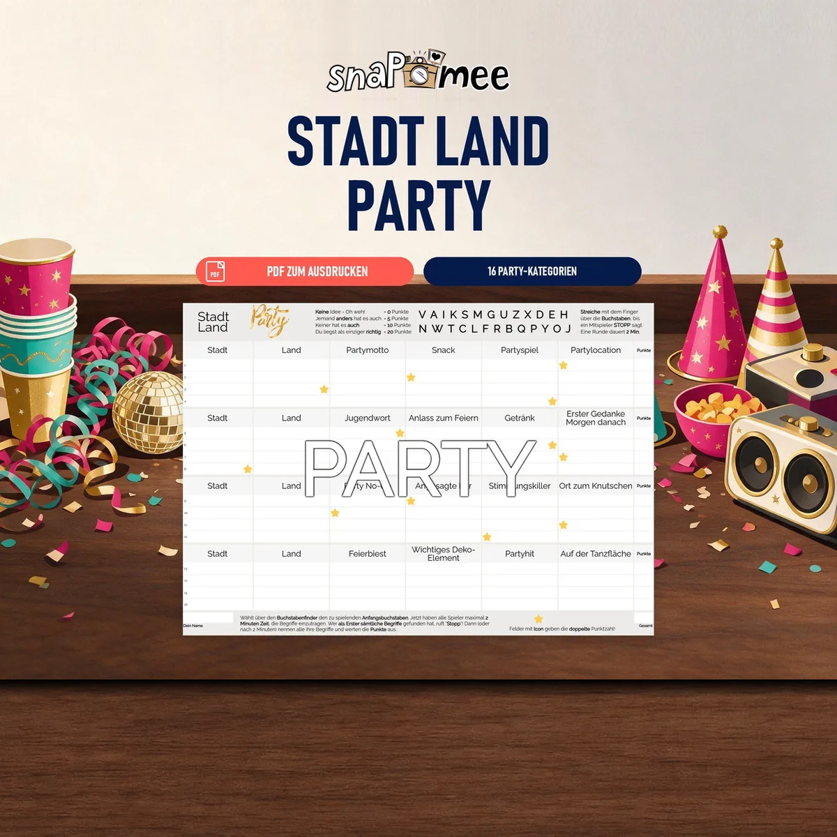 Stadt Land Party Sofort-Download Stadt Land Party als PDF zum Sofort-Download