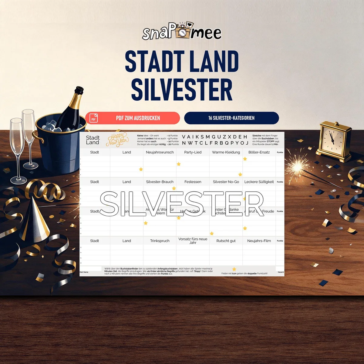Stadt Land Silvester Sofort-Download Stadt Land Silvester als PDF zum Sofort-Download