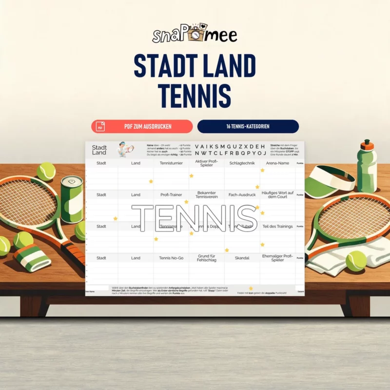 Stadt Land Tennis als PDF zum Sofort-Download