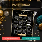 Party Bingo als PDF zum Ausdrucken – 16 Party-Aufgaben, Sofort-Download